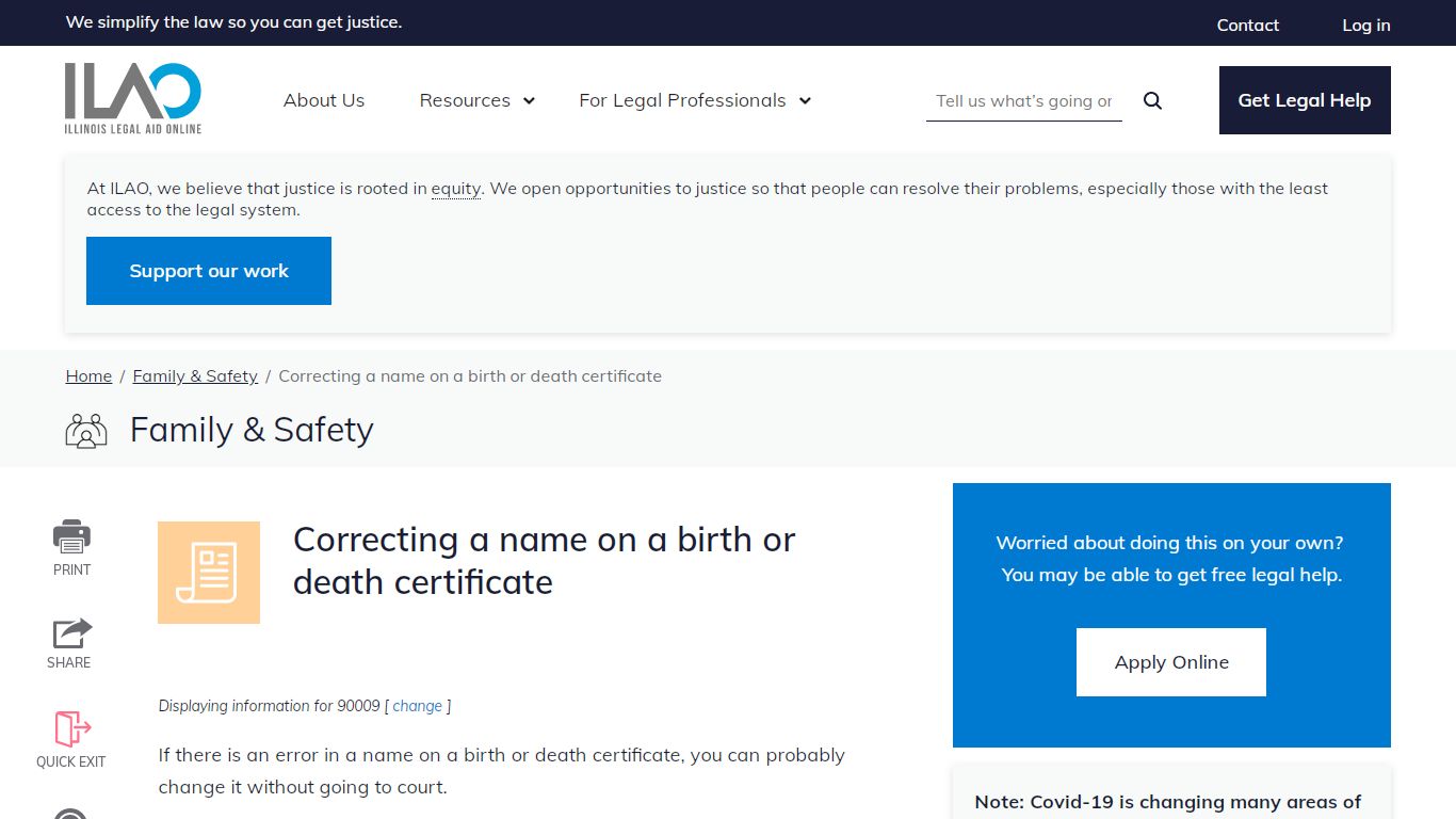 Correcting a name on a birth or death certificate - Illinois Legal Aid